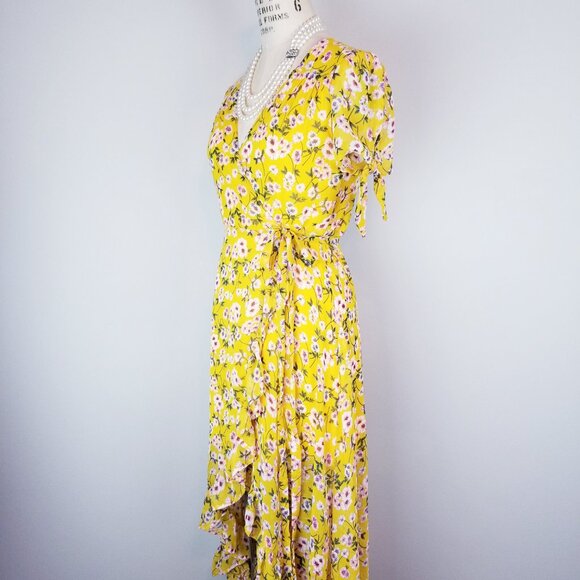 Pretty Summer Yellow High Low True Wrap Dress by Miami + Francesca's NEW w/Tags - Picture 2 of 13